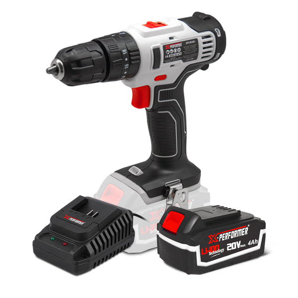 Perceuse visseuse percussion 20V – mandrin 10 mm – avec batterie 4Ah & chargeur 2H – X-Performer