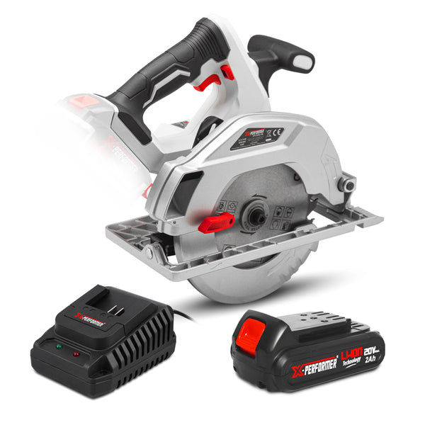 Accucirkelzaag 20V – 185 mm – met batterij 2Ah & snellader 1U – X-Performer