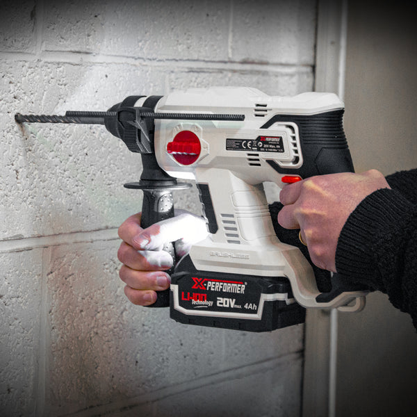 Marteau perforateur sans fil 20V – avec batterie 4Ah & chargeur –  X-Performer