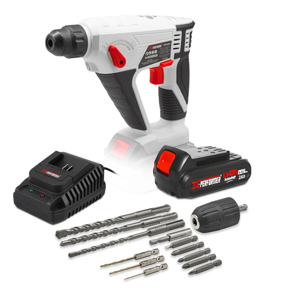 Marteau perforateur sans fil 20V – avec batterie 2Ah & chargeur –  X-Performer