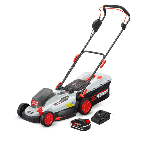 Tondeuse sur batterie 20V max - 33 cm - mulching - avec batterie 4Ah & chargeur – X-Performer