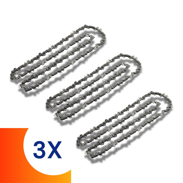 Lot de 3 chaînes 76 maillons pour tronçonneuse - compatible CHESTER et autres modèles