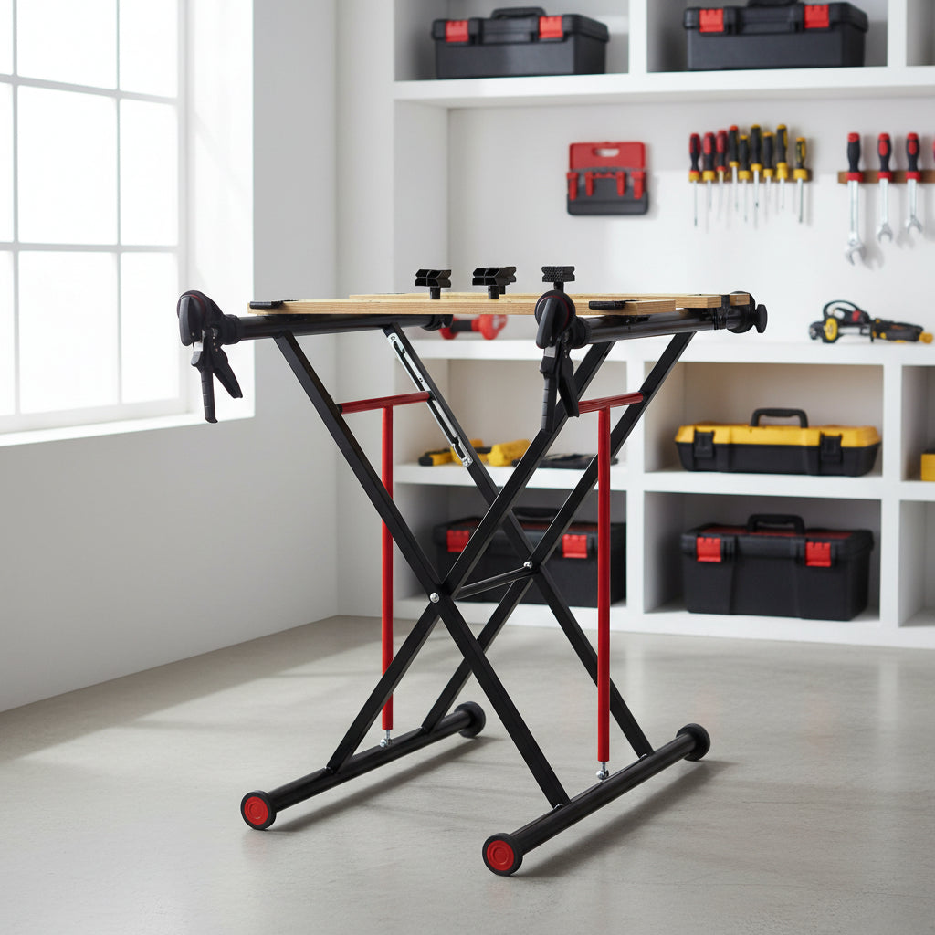 Folding multifunction workbench with vice – compact, portable, 4 ...
