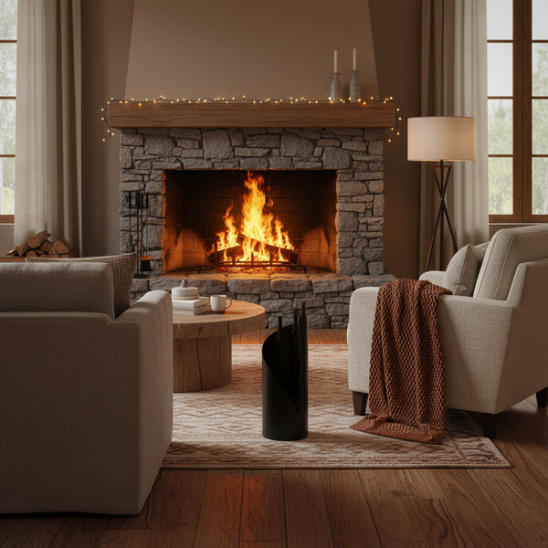 3-piece black fireplace tool set 55 cm – Tempered steel, compact and robust