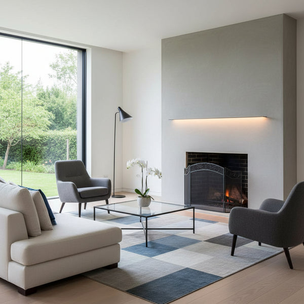 XXL Fireplace Screen 131.5×83.5 cm – Black Steel, Large Spark Protection