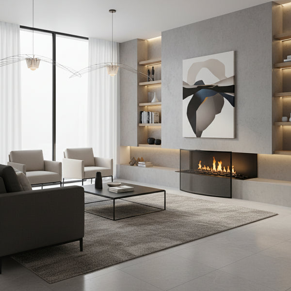 Fireplace Screen 70×95 cm – Minimalist Black Steel, Spark Protection