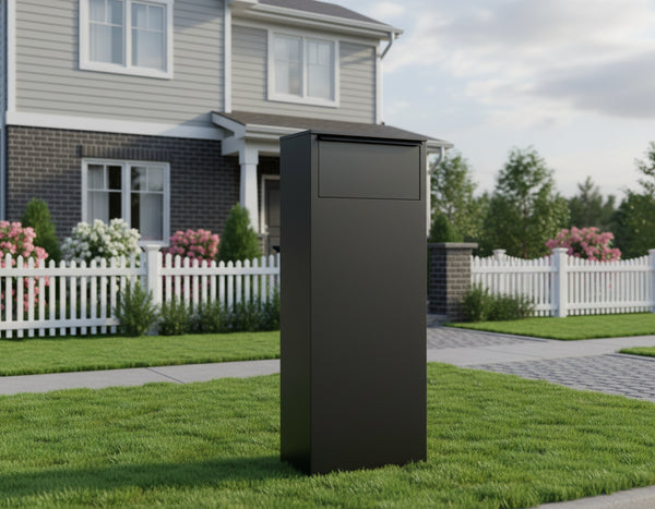 Boîte à colis Dortmund noir mat – serrure à combinaison – grande ouverture – acier