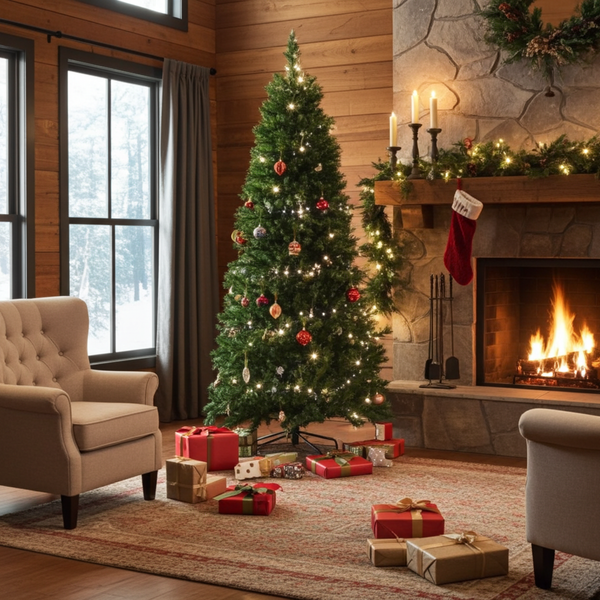 Alaskan Fir Christmas Tree 210 cm – Green PVC – Pre-Shaped Branches Ø110 cm